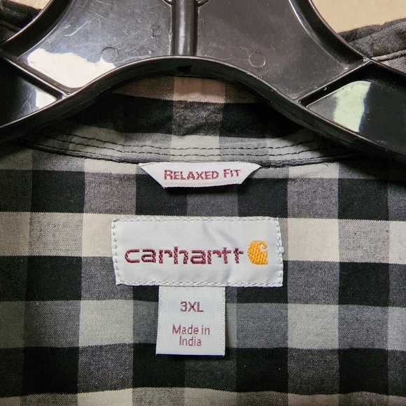 Carhartt Relaxed Fit Black and Gray Checked Long Sleeve Shirt Size 3XL - Picture 6 of 7